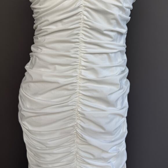 Bumpsuit white maternity maxi dress - spaghetti strap - nylon spandex - size L - Picture 8 of 14